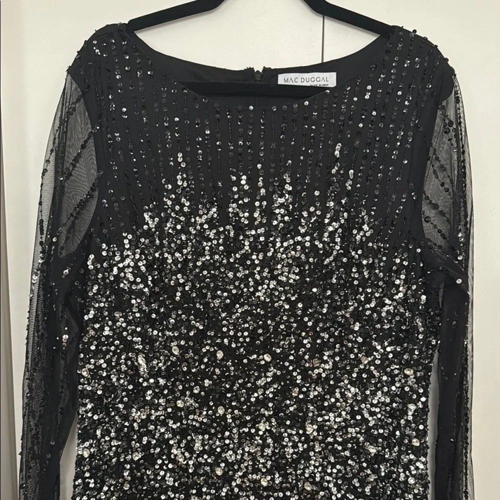 Elegant Black Sequin Evening Gown - Picture 5 of 11